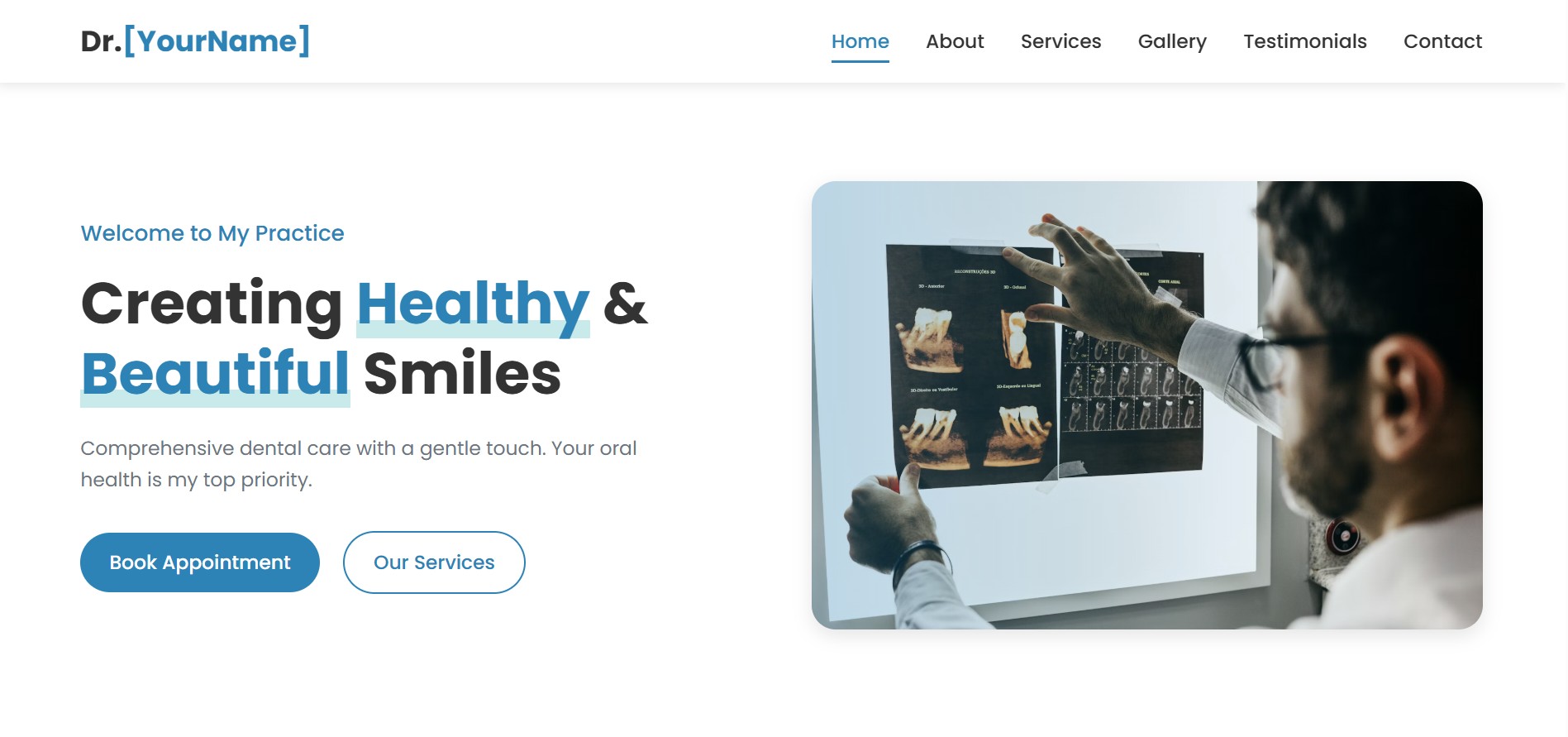 🦷 Dentist Portfolio Website – Clean & Professional Design